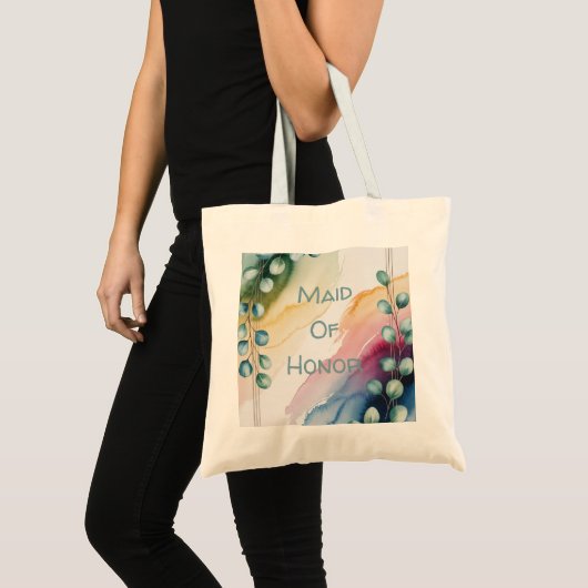 Persoonlijke Waterverf Eucalyptus Getuige Bruidsme Tote Bag (Voorkant (product))