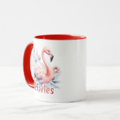 Persoonlijke Waterverf Flamingo Mok (Voorkant links)