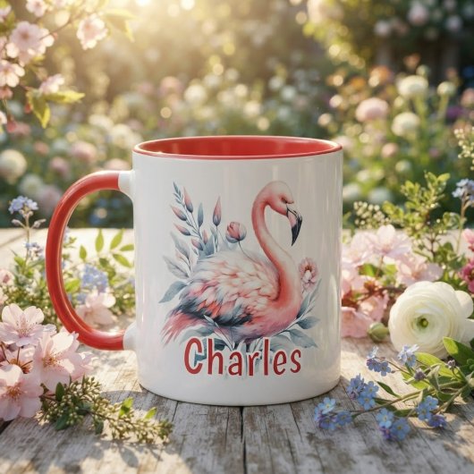 Persoonlijke Waterverf Flamingo Mok