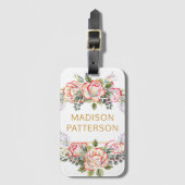 Persoonlijke Waterverf Floral Girly Chic Bagagelabel (Voorkant (verticaal))