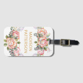 Persoonlijke Waterverf Floral Girly Chic Bagagelabel (Voorkant (horizontaal))