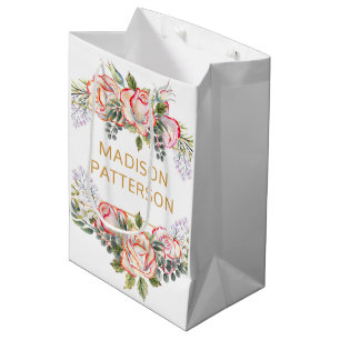 Persoonlijke Waterverf Floral Girly Chic Medium Cadeauzakje