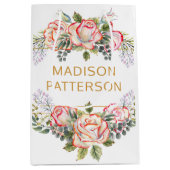 Persoonlijke Waterverf Floral Girly Chic Medium Cadeauzakje (Voorkant)