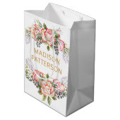 Persoonlijke Waterverf Floral Girly Chic Medium Cadeauzakje (Achterkant Gekanteld)