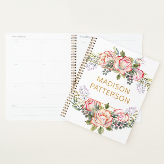 Persoonlijke Waterverf Floral Girly Chic Planner (Display)