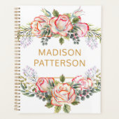 Persoonlijke Waterverf Floral Girly Chic Planner (Voorkant)