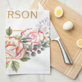 Persoonlijke Waterverf Floral Girly Chic Theedoek (Quarter Fold)