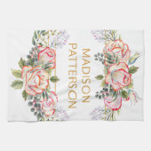 Persoonlijke Waterverf Floral Girly Chic Theedoek (Horizontaal)