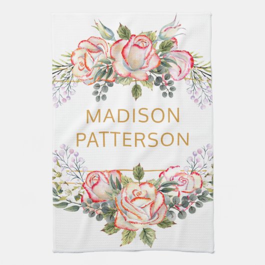 Persoonlijke Waterverf Floral Girly Chic Theedoek (Verticaal)