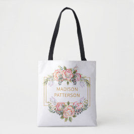 Persoonlijke Waterverf Floral Girly Chic Tote Bag