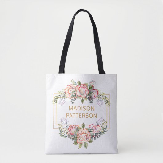 Persoonlijke Waterverf Floral Girly Chic Tote Bag (Voorkant)