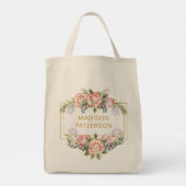 Persoonlijke Waterverf Floral Girly Chic Tote Bag (Achterkant)