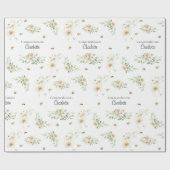 Persoonlijke Waterverf Floral Honeybee Cadeaupapier (Vlak)