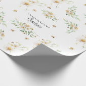 Persoonlijke Waterverf Floral Honeybee Cadeaupapier (Hoek)