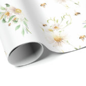 Persoonlijke Waterverf Floral Honeybee Cadeaupapier (Rol Hoek)