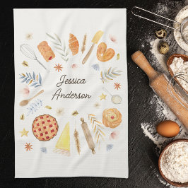 Persoonlijke Waterverf Gebak Bakkerij Bakker Theedoek