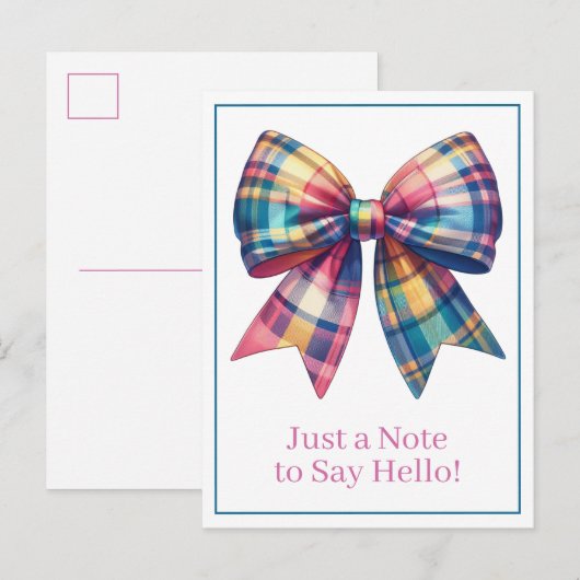 Persoonlijke waterverf geruite strik Preppy Briefkaart (Voorkant / Achterkant)
