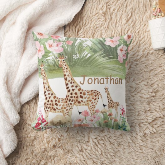 Persoonlijke waterverf giraffe groene kinderkamer kussen (Deken)