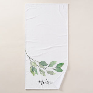 Persoonlijke waterverf groen badhanddoek