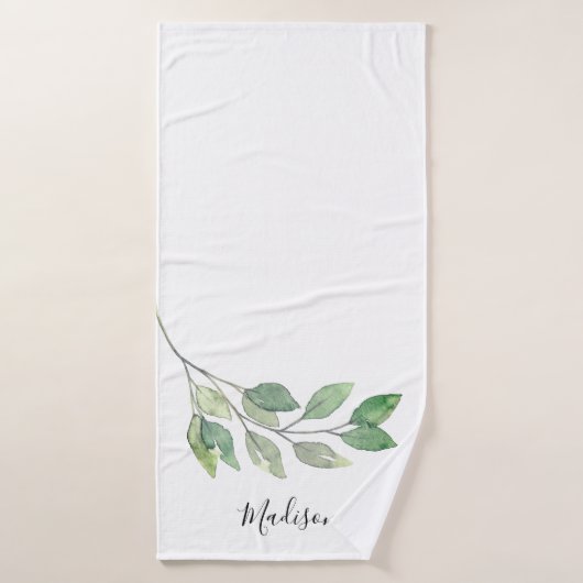 Persoonlijke waterverf groen badhanddoek (Badhanddoek)