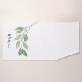 Persoonlijke waterverf groen badhanddoek (Badhanddoek)