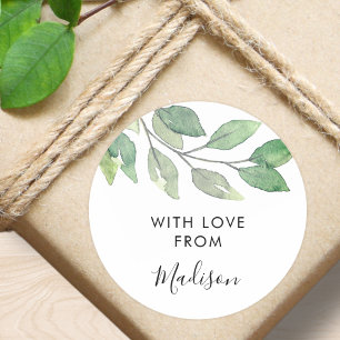 Persoonlijke waterverf groen ronde sticker