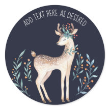 Persoonlijke waterverf herten BLAUWE bloemen Winte