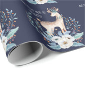 Persoonlijke waterverf herten en bloemen winter ac cadeaupapier (Rol Hoek)