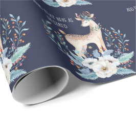 Persoonlijke waterverf herten en bloemen winter ac cadeaupapier