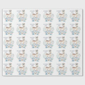 Persoonlijke waterverf herten en bloemen winter cadeaupapier (Vlak)