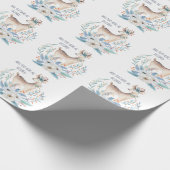 Persoonlijke waterverf herten en bloemen winter cadeaupapier (Hoek)