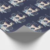 Persoonlijke waterverf herten en bloemen winterbl cadeaupapier (Hoek)