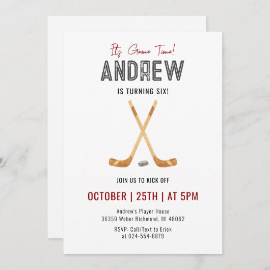 Persoonlijke Waterverf Hockey Verjaardagsfeestje Kaart (Voorkant / Achterkant)