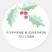Persoonlijke Waterverf Holly Ronde Sticker (Voorkant)