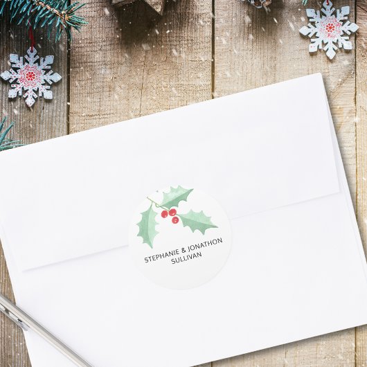 Persoonlijke Waterverf Holly Ronde Sticker