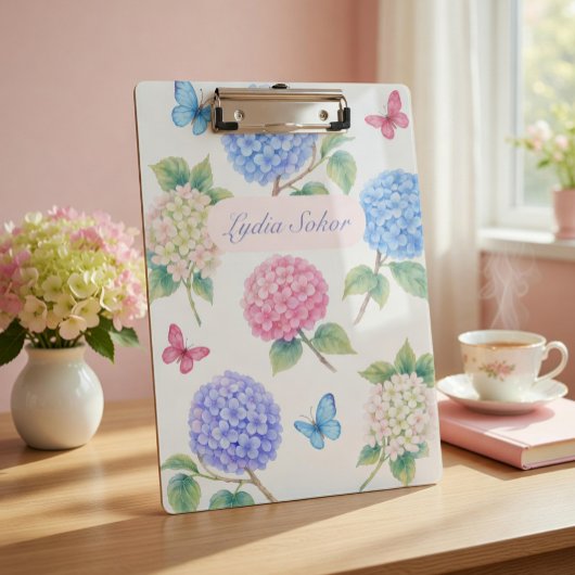 Persoonlijke Waterverf Hydrangea Bloemen Klembord