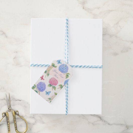 Persoonlijke waterverf Hydrangea cadeaubijlage Cadeaulabel (Met Touw)