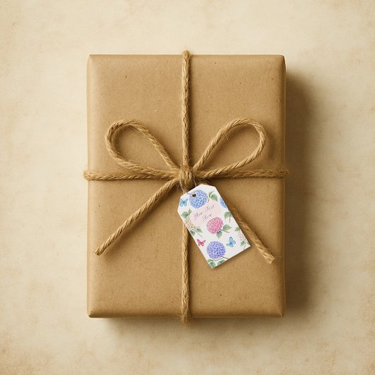 Persoonlijke waterverf Hydrangea cadeaubijlage Cadeaulabel