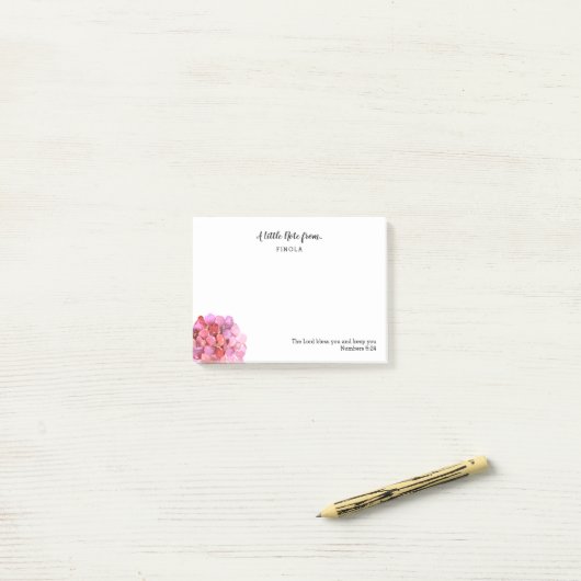 Persoonlijke Waterverf Hydrangea-scripts Post-it® Notes (Op bureau)