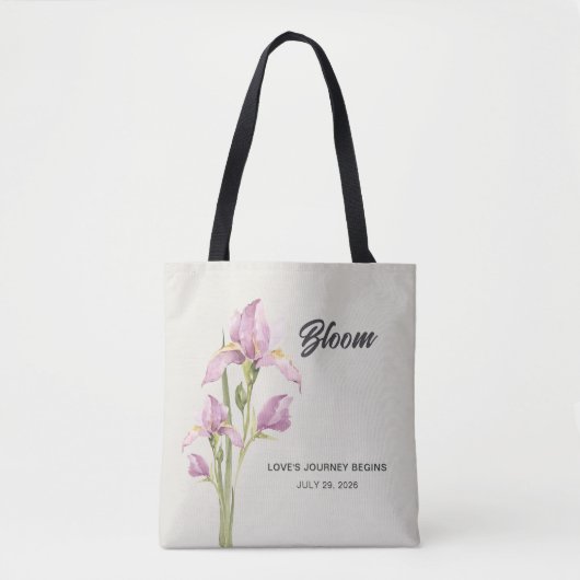 Persoonlijke Waterverf Iris Boodschappentas | Bloe Tote Bag (Voorkant)
