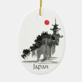 Persoonlijke Waterverf Japanse tempelkerst Keramisch Ornament (Voorkant)