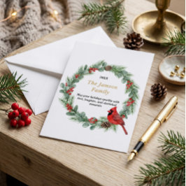 Persoonlijke Waterverf Kardinaal Kerstkrans  RSVP Kaartje