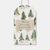 Persoonlijke waterverf kerstboom cadeaulabel (Voorkant)