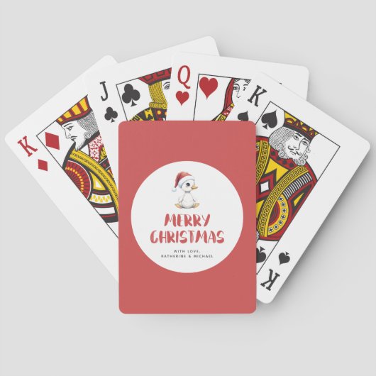 Persoonlijke waterverf Kerstgans Eend  Pokerkaarten (Achterkant)