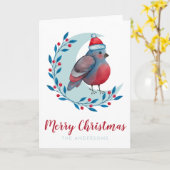 Persoonlijke waterverf Kerstvogel op de maan Kaart (Gele Bloem)