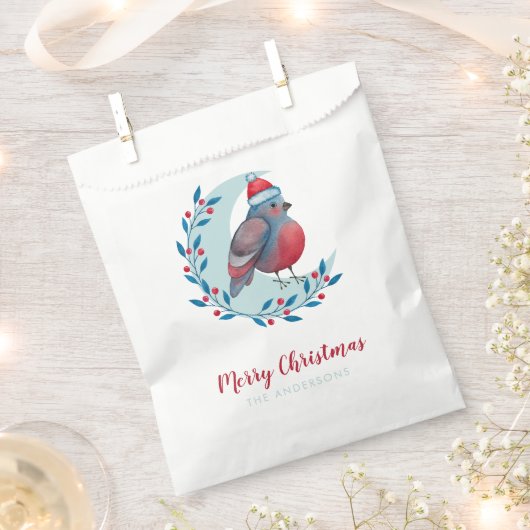 Persoonlijke Waterverf kerstvogel op maan Bedankzakje (Geknipt)