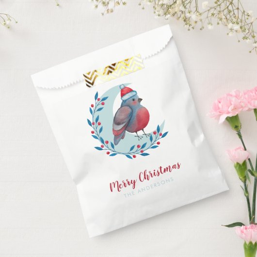 Persoonlijke Waterverf kerstvogel op maan Bedankzakje (Gezegeld)