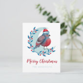 Persoonlijke Waterverf kerstvogel op maan Briefkaart (Staand voorkant)
