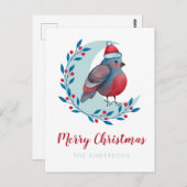 Persoonlijke Waterverf kerstvogel op maan Briefkaart (Voorkant / Achterkant)