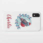 Persoonlijke Waterverf kerstvogel op maan Case-Mate iPhone Case (Achterkant (horizontaal))